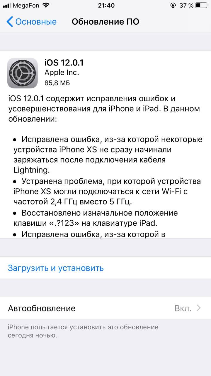 iPhone XS iOS 12