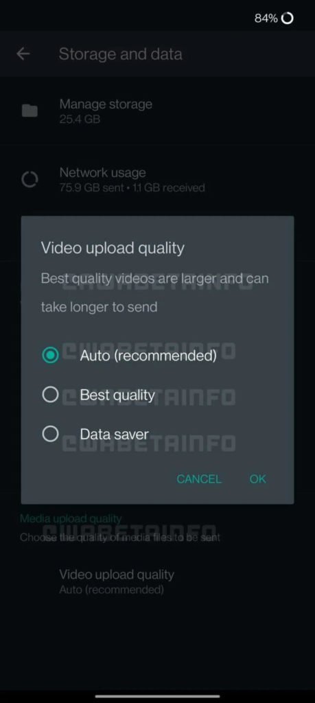 O WhatsApp permitirá selecionar a qualidade do vídeo.