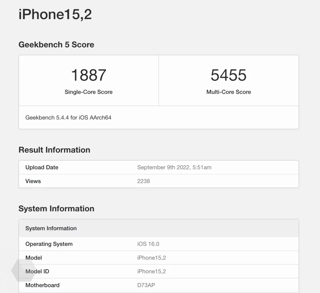 benchmark iphone 14